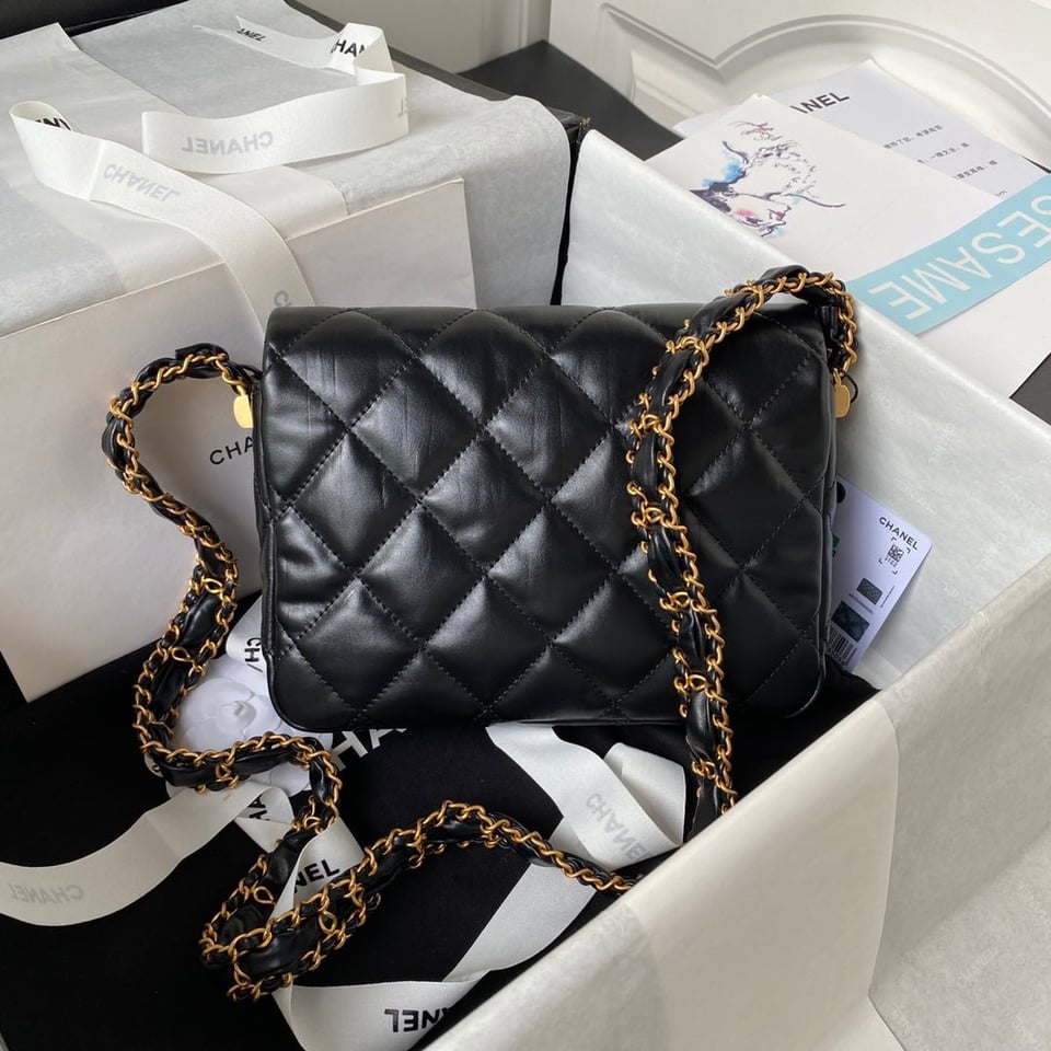 Chanel 23K 13,5Cm Black Calfskin Gold Hardware view 7