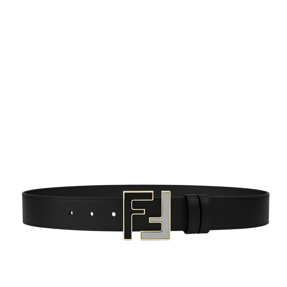 Fendi Iconic FF Gold Buckle Leather 35mm Belt For Men