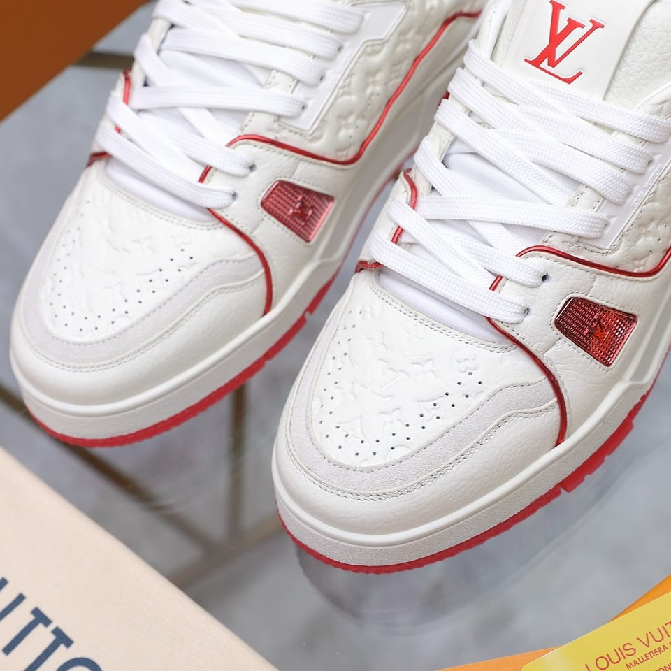 Louis Vuitton Trainer Red Monogram Debossed Calf Leather 1AKCOX view 6