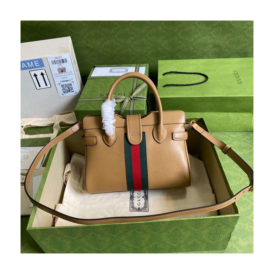 Gucci Small Top Handle Bag with Double G in Brown Leather view 5