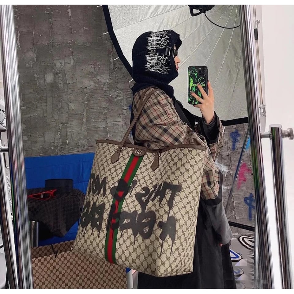 Balenciaga x Gucci Hacker Graffiti Large Tote Bag view 7