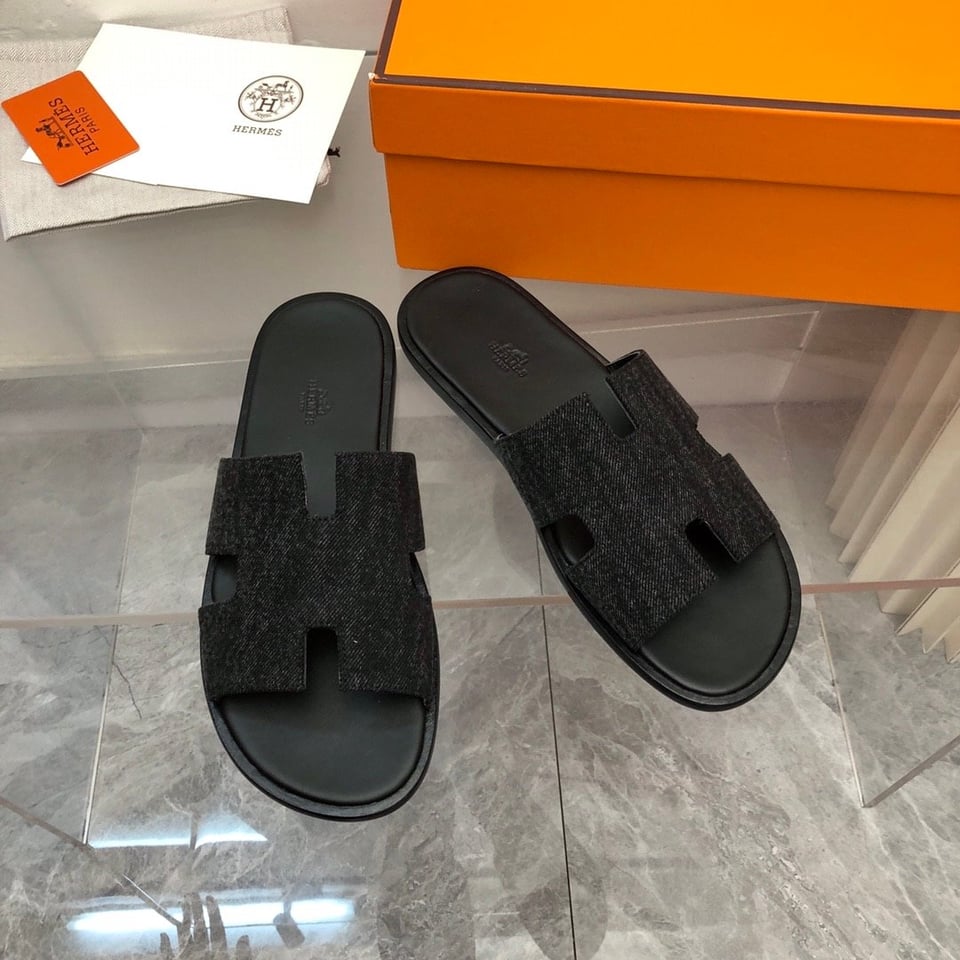 Hermes Izmir Sandal Noir Denim view 4
