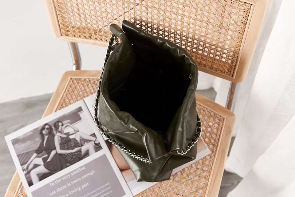 Chanel 22 Hobo Olive Calfskin Silver Hardware view 4