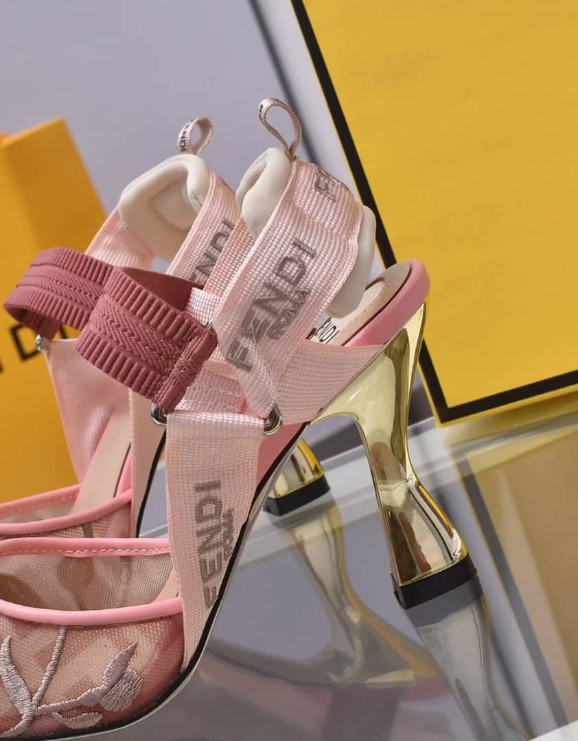 Fendi Colibri Embroidered Slingback Pumps Pink view 3