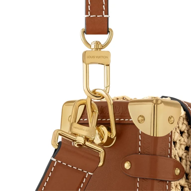 Louis Vuitton MM Side Trunk Bag 23.5cm/9.3in Natural Color/Brown Raffia Cloud M14405 view 5