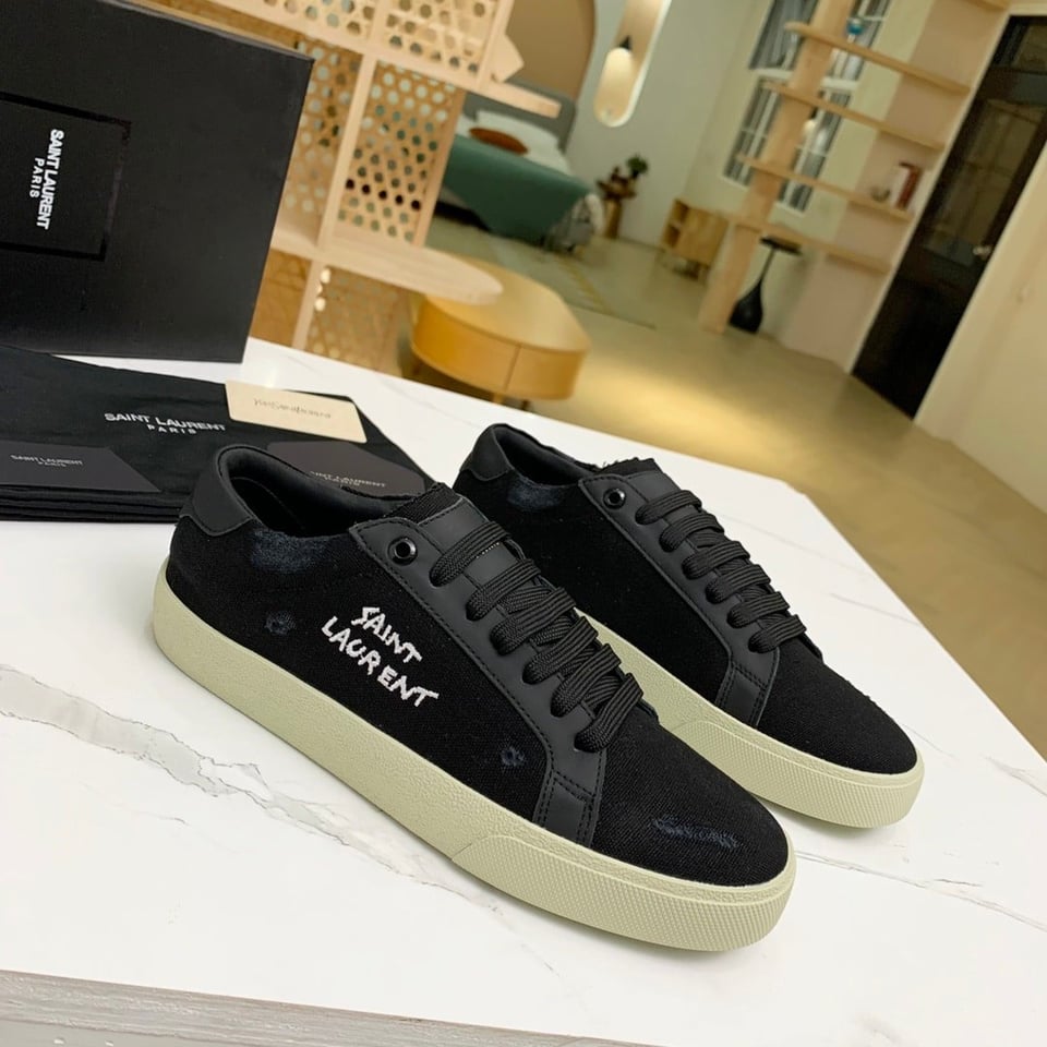 Saint Laurent Court Classic Embroidered Sneakers Black 611106Gup501000 view 8