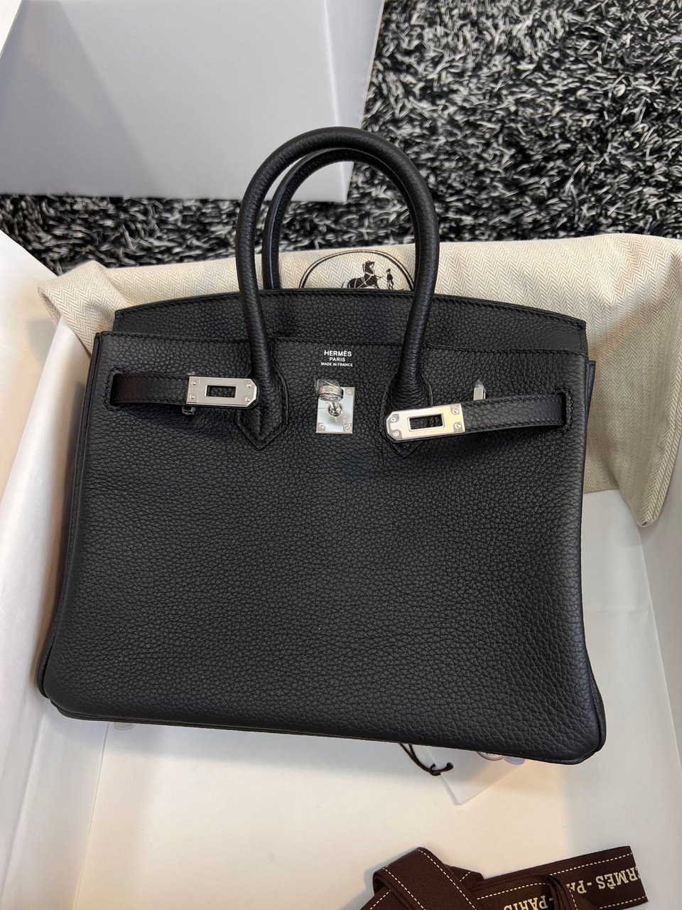 Hermes Birkin 25Cm Black Togo Leather Silver Hardware view 4