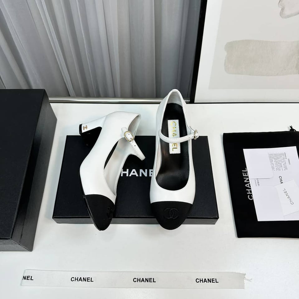 Chanel Mary Janes White G45118 view 6