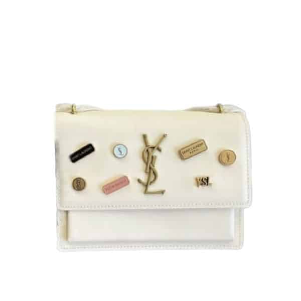 Saint Laurent Sunset Chain Bag In Smooth Leather With Sticker White 22Cm view 2