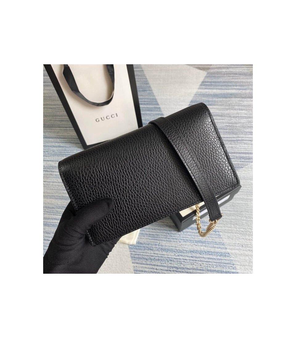 Gucci GG Interlocking Wallet On Chain Black view 7