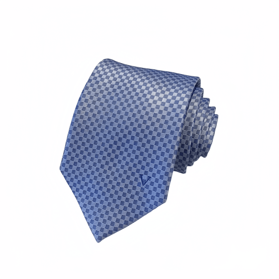 Louis Vuitton Blue Geometric Woven Canvas Tie For Men view 2