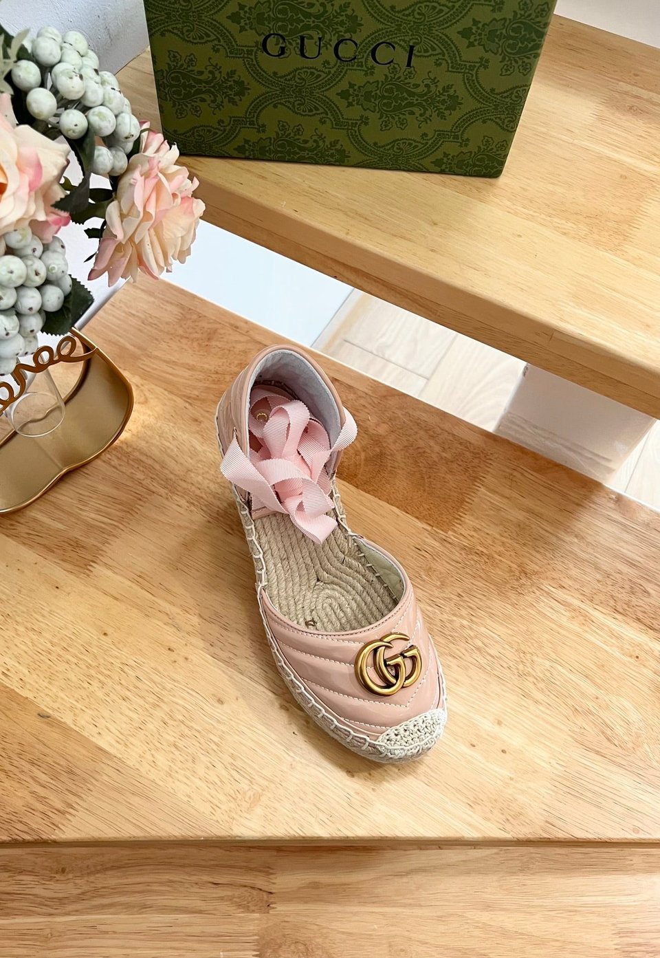 Gucci Leather Platform Espadrille Pink view 4