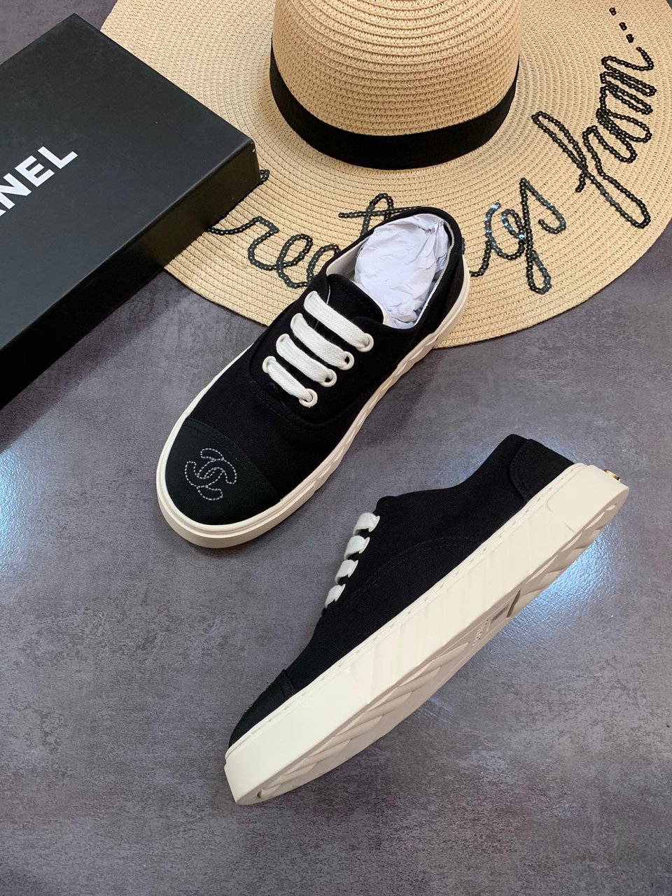 Chanel Cc Sneakers Canvas Mix In Black view 8