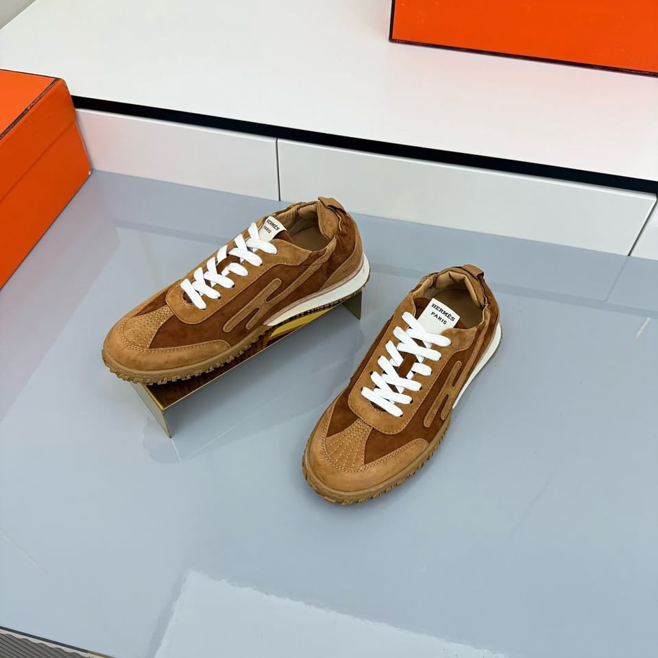 Hermes Jet Sneakers Brun Amourette / Miel Color Goatskin H242925ZHWT410 view 4