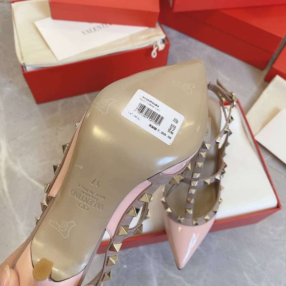 Valentino Garavani Patent Rockstud Caged Pump Pink view 9