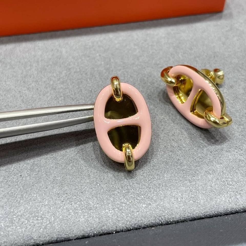 Hermes Mini Maillon Earrings Light Pink view 4