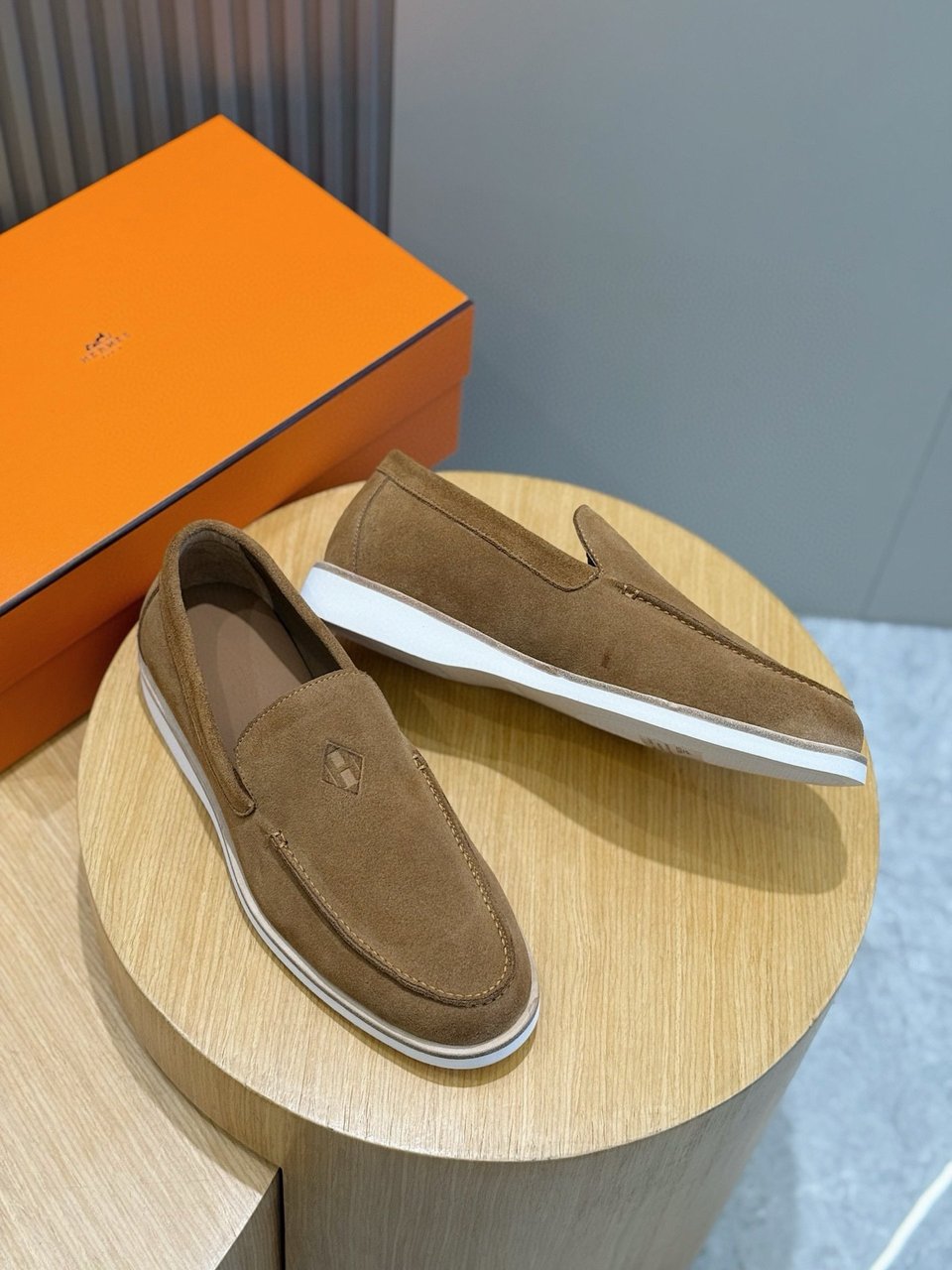 Hermès Brown Suede Loafers- Shoes for Men view 8