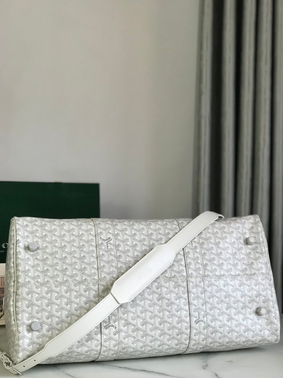 Goyard Boston 50 Bag Cm White Goyardine Canvas And Calfskin Trim view 9
