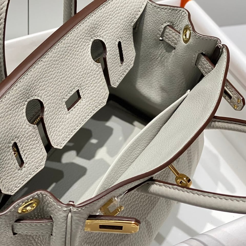 Hermes Birkin 20Cm Pearl Gray Togo Leather Gold Hardware view 10