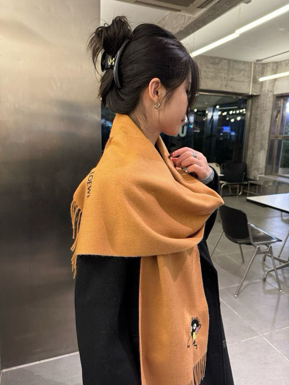 Loewe Mohair Scarf Soot Sprite Brown For Women 180cm view 4