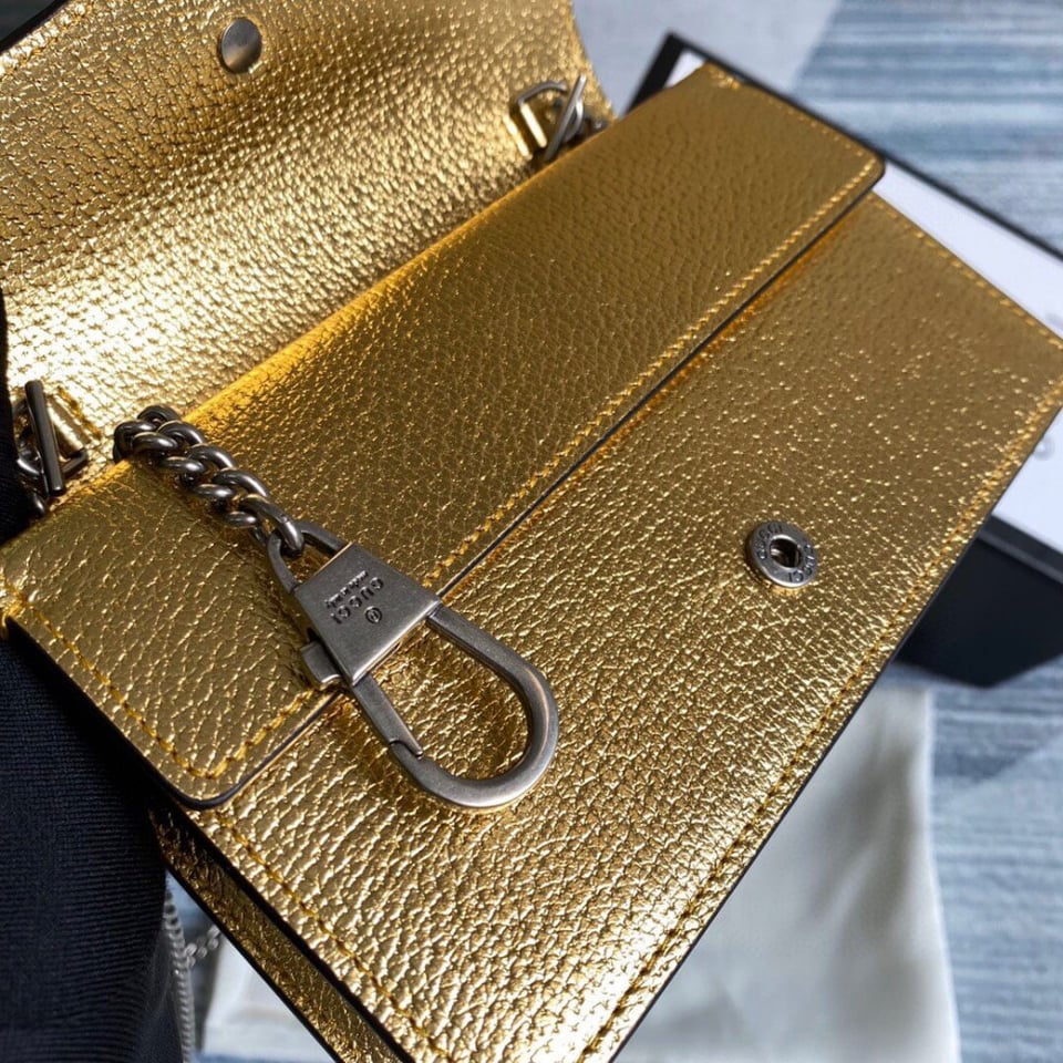 Gucci Dionysus Super Mini Bag in Gold view 8