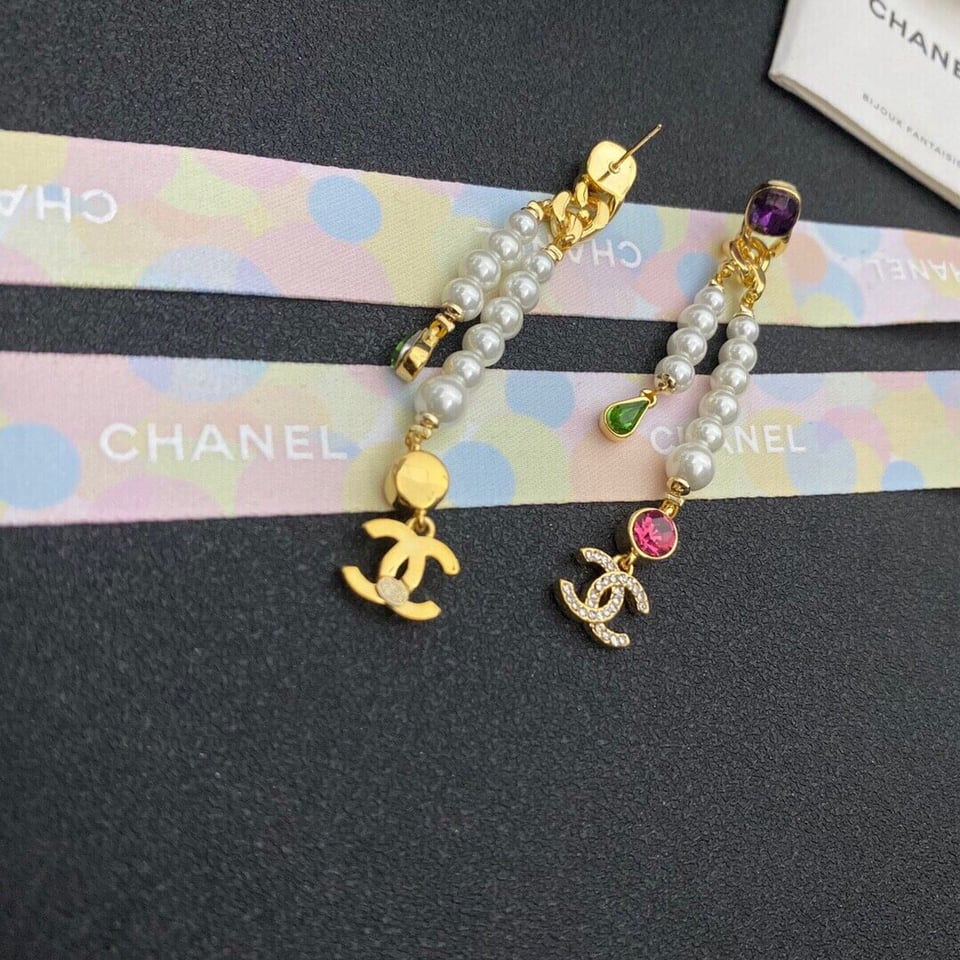 Chanel Cc Strass Drop Earrings view 5