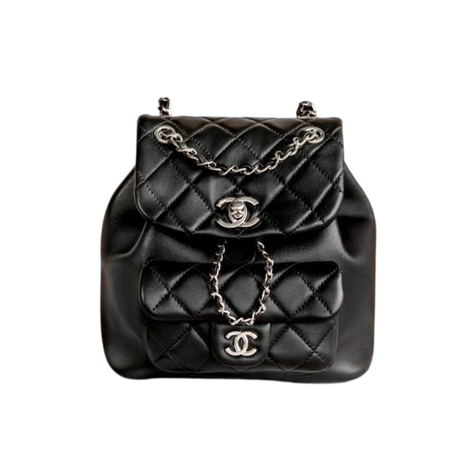 Chanel Duma Matelasse Leather Chain Backpack Black 20Cm/7.8in view 2