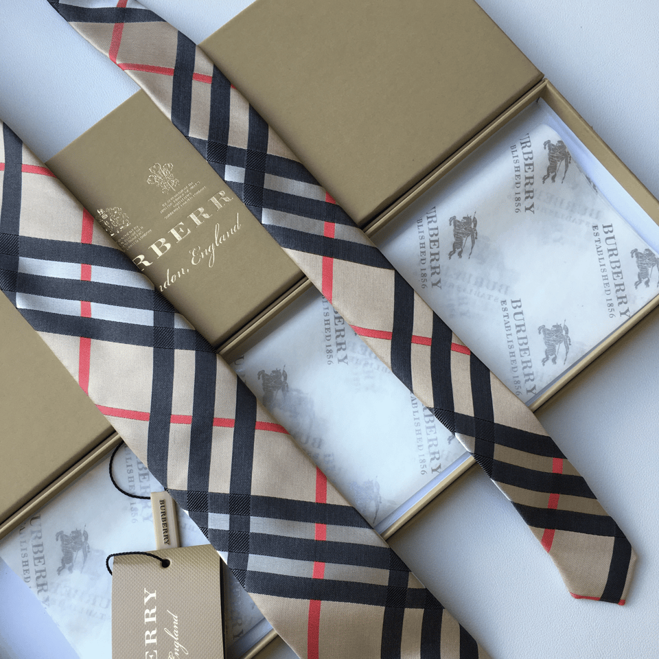 Burberry Beige Classic Check Silk Tie For Men view 6