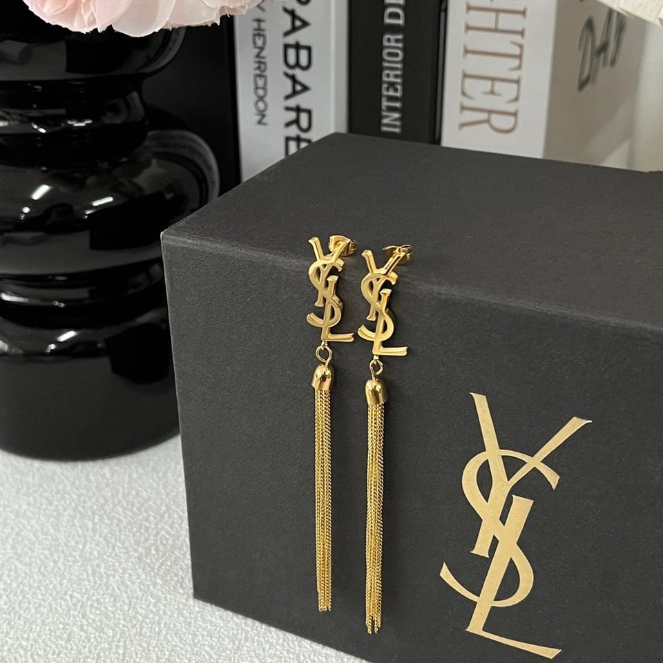 Saint Laurent Ysl Tassel Gold Earrings view 5
