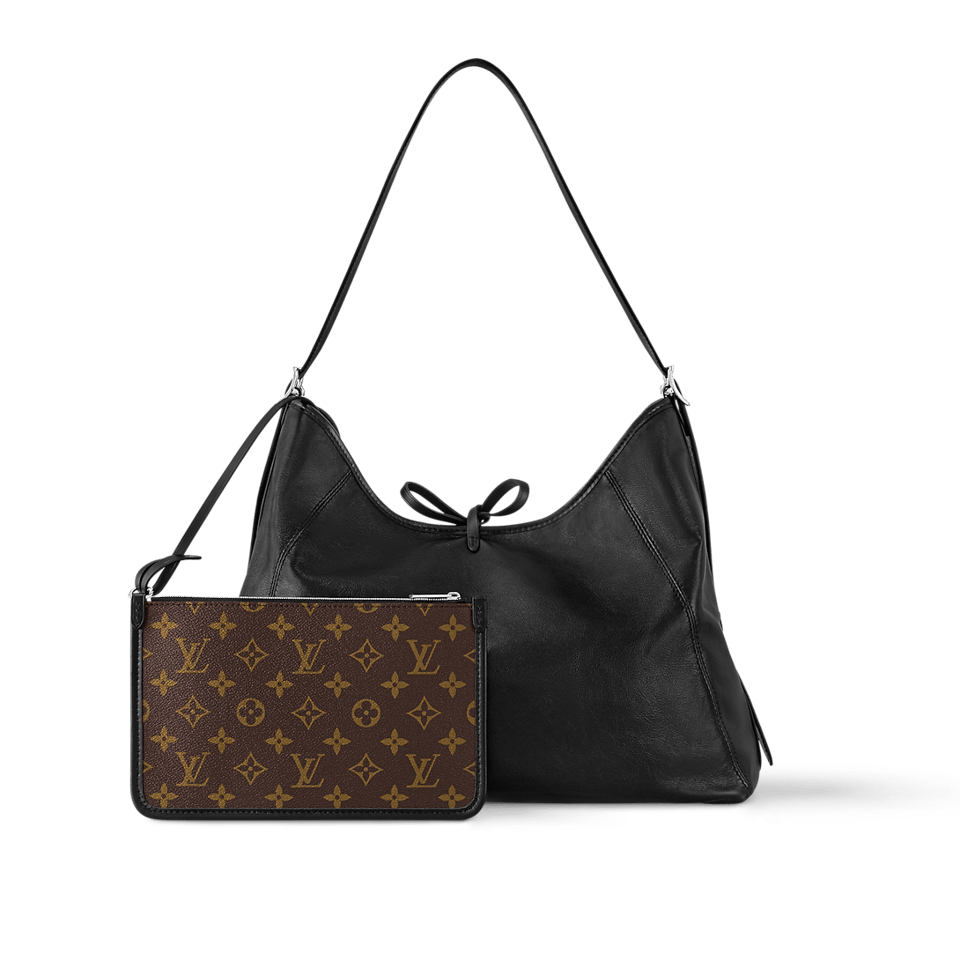 Louis Vuitton CarryAll Vibe MM Medium Black Leather Shoulder Bag 39cm/15.4in M25143 view 5