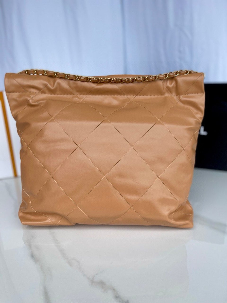 Chanel 22 Hobo Brown Calfskin Gold Hardware view 4