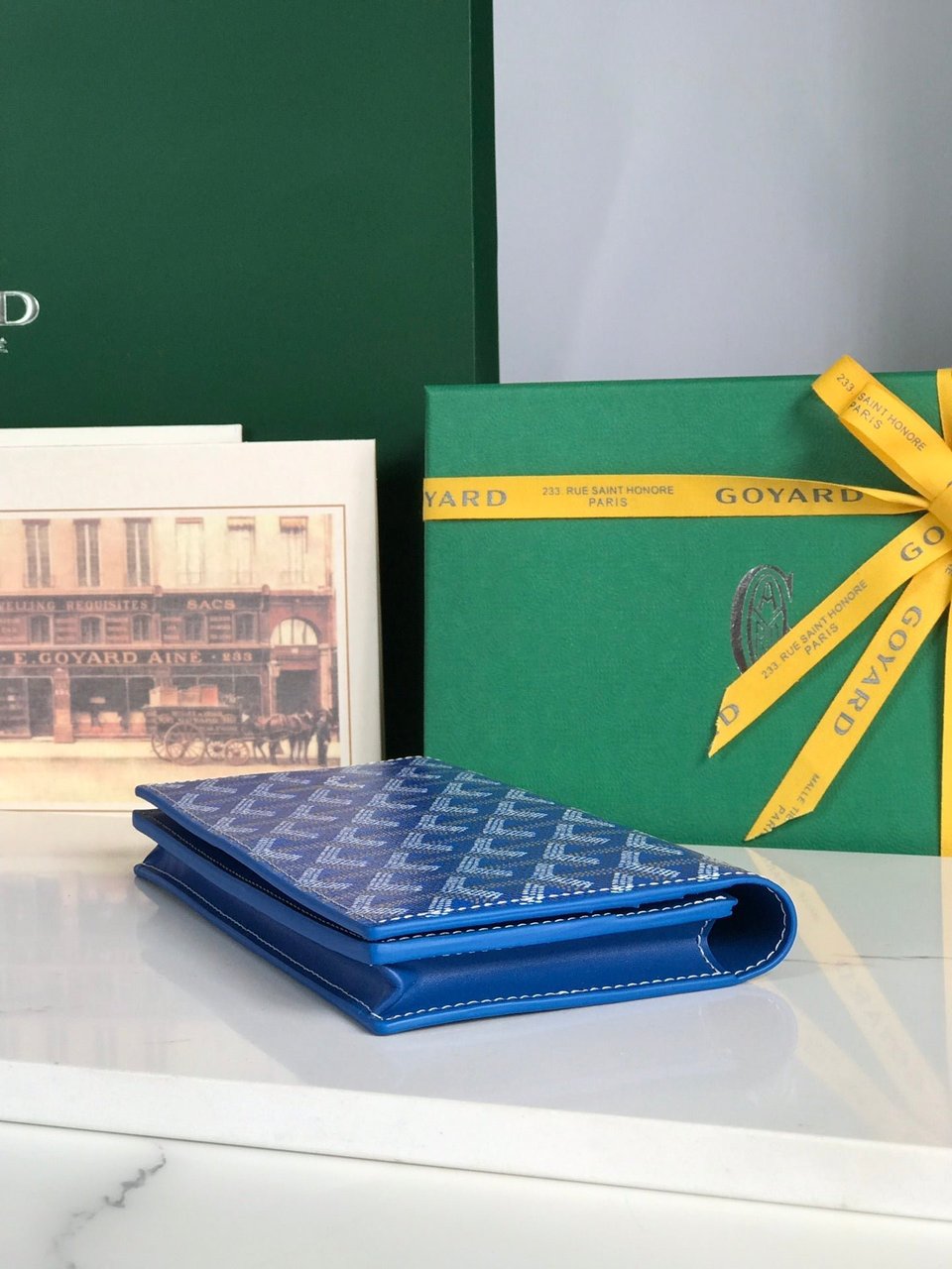 Goyard Richelieu Wallet 19 Cm Sapphire Blue Goyardine Canvas view 5