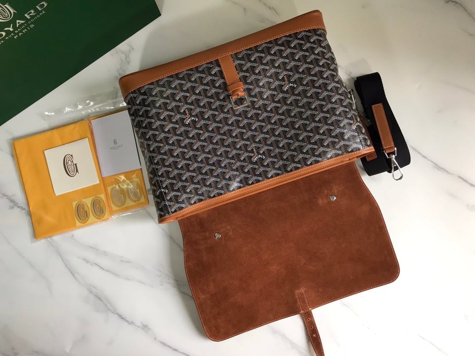 Goyard Citadin Bag 38Cm Black And Tan Canvas view 6