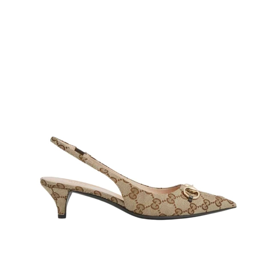 Gucci Women’S Gg Canvas Slingback Pump Beige And Ebony Original Gg Canvas 782627 2Hk80 9763 view 2