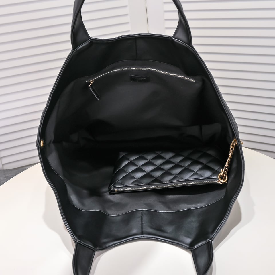 Saint Laurent Icare Maxi Shopping Bag In Quilted Black 52cm view 5