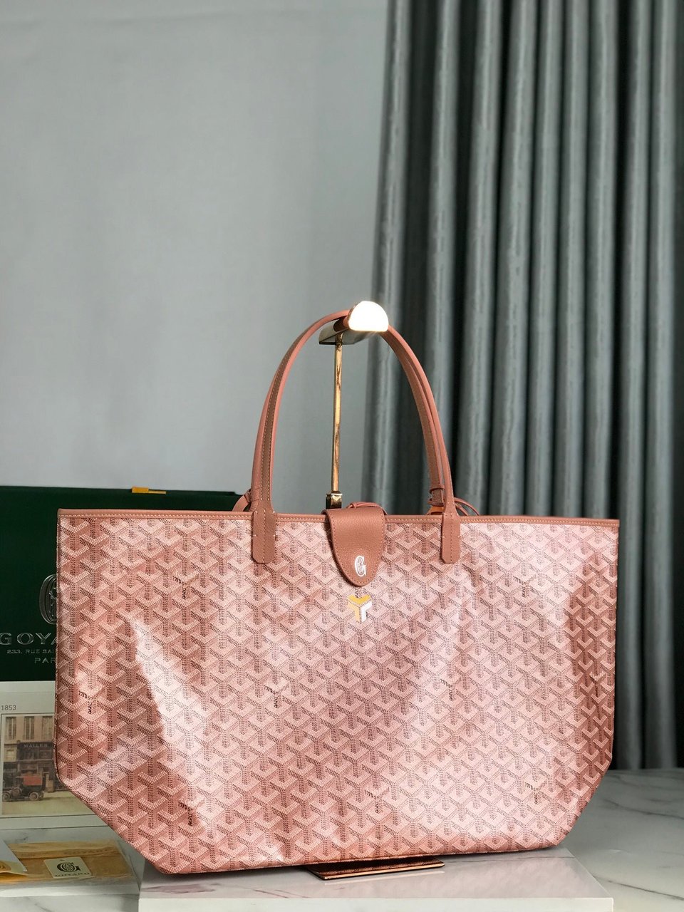 Goyard Saint Louis Gm Bag 40Cm Pink Canvas Chevroches Calfskin view 10