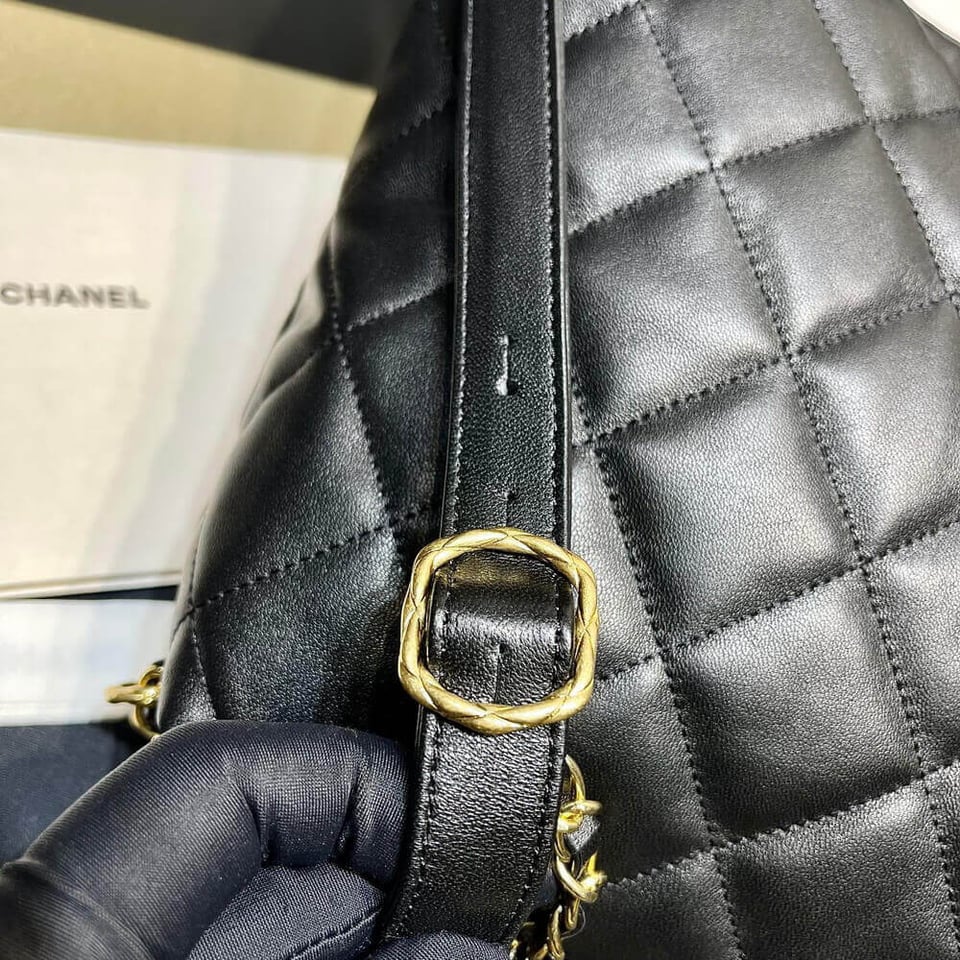 Chanel Hobo Bag in Black Lambskin view 13