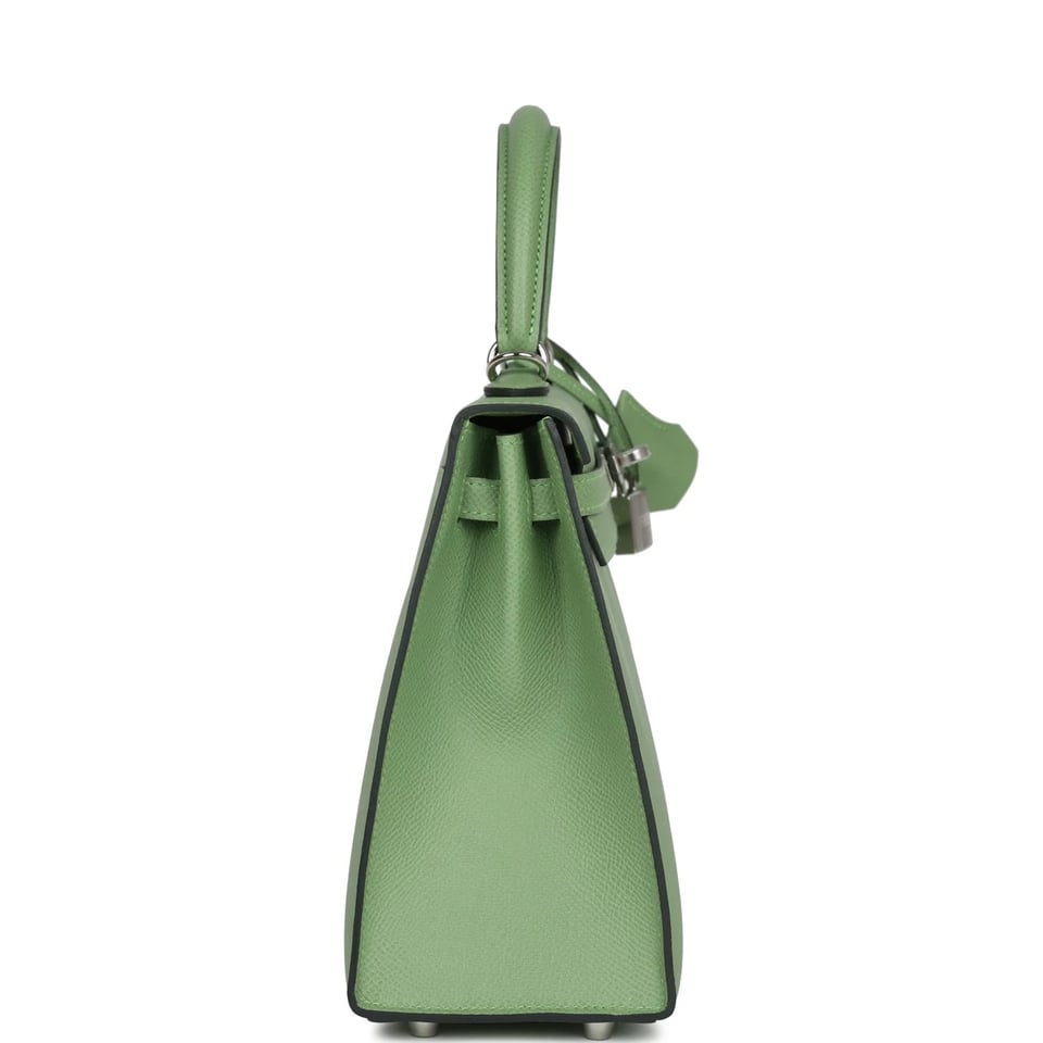 Hermes Kelly 25 Bag In Vert Criquet Epsom Leather For Women 25cm/10in view 4