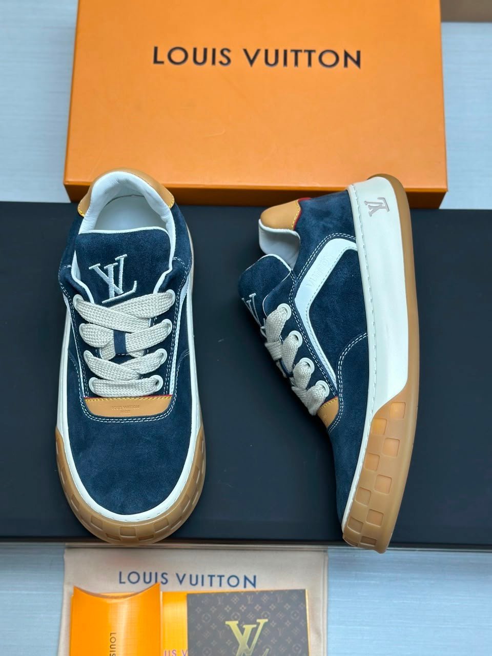 Louis Vuitton Tilted Sneakers Navy Blue The Underside Of Calfskin 1AJ749 view 8