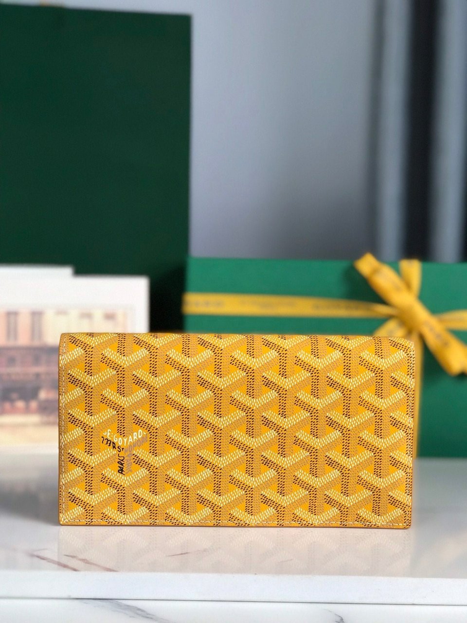 Goyard Richelieu Wallet 19 Cm Yellow Goyardine Canvas view 10