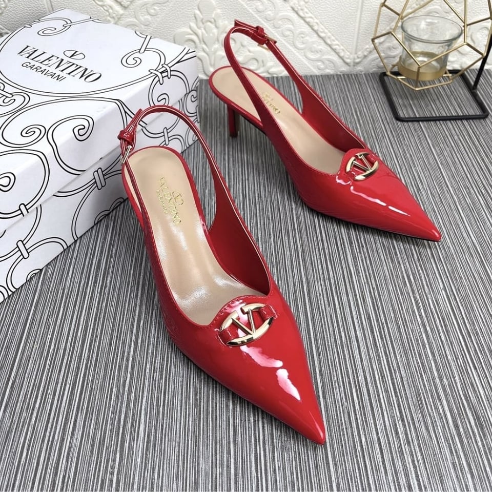 Valentino Vlogo The Bold Edition Slingback Pumps In Patent Leather 60Mm In Rouge Pur view 5
