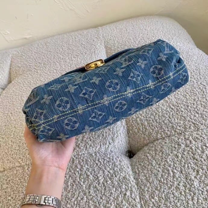 Louis Vuitton Pleaty Handbag Monogram Denim Blue 26Cm M95050 view 9