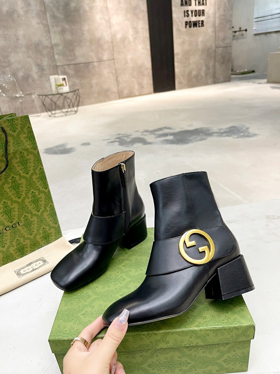 Gucci Blondie Women’S Ankle Boot Leather Black 700016C9D001000 view 7