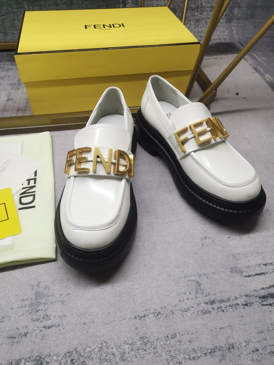 Fendigraphy Smooth Leather Loafers White 8D838369Ff1Iyw view 5