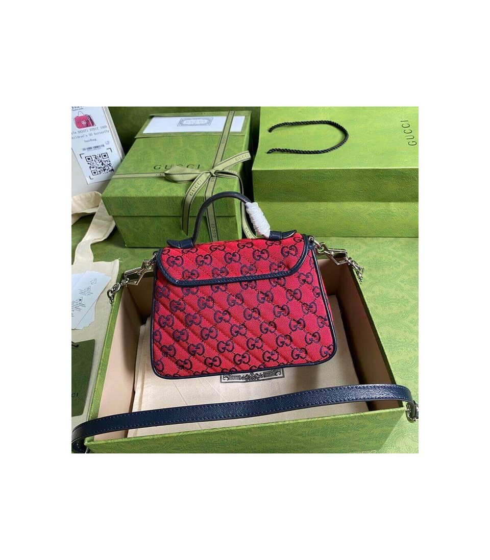 Gucci GG Marmont Multicolour Mini Top Handle Bag Red view 3