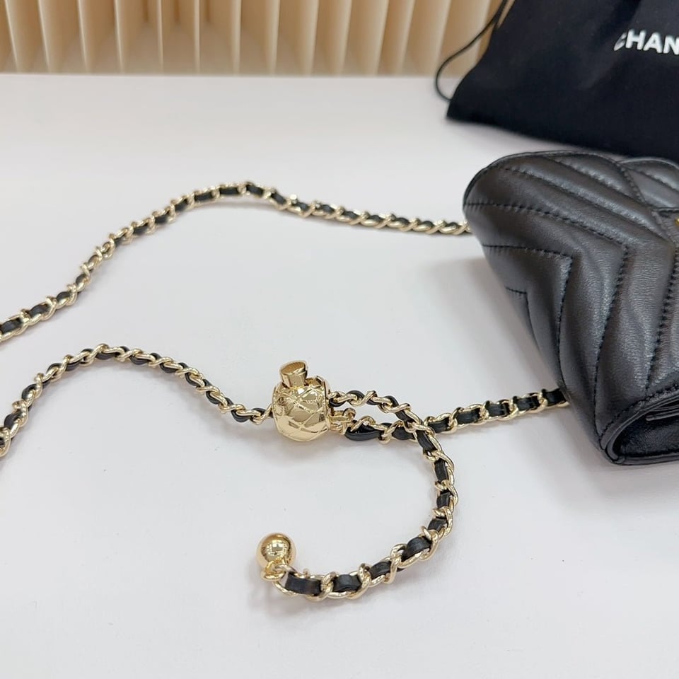 Chanel 2.55 Belt Black Chevron Lambskin Bag view 3