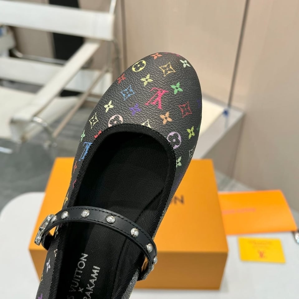 Louis Vuitton X Takashi Murakami Romy Flat Ballerina Black 1Agvc3 view 4