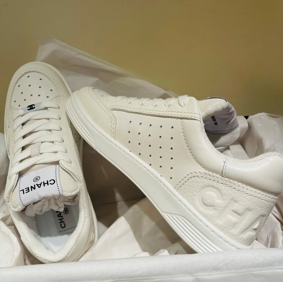 Chanel Logo White Sneakers G38808 For Women view 9