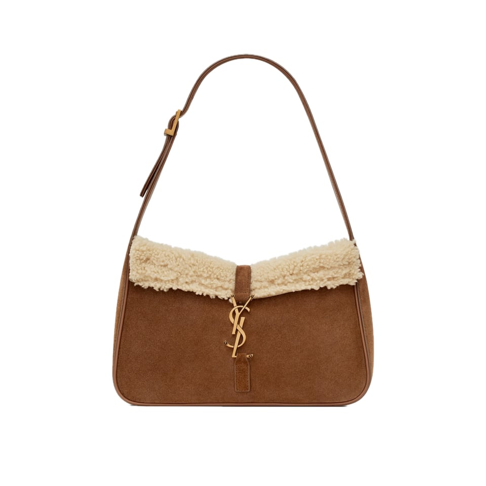 Saint Laurent Le 5 A 7 Hobo Bag In Suede And Shearling