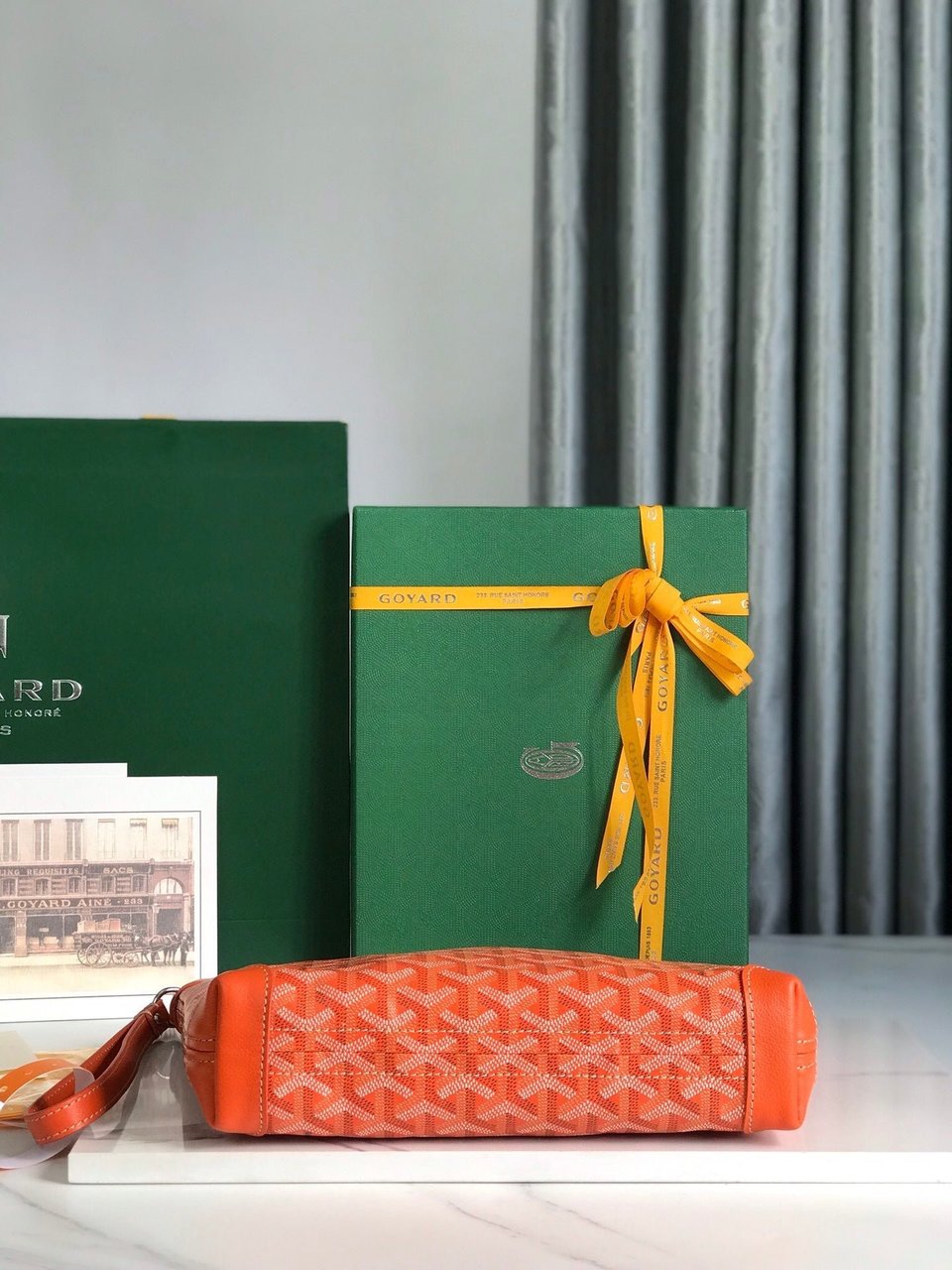 Goyard Conti Pouch 24 cm Orange Lambskin And Goyardine Canvas view 7